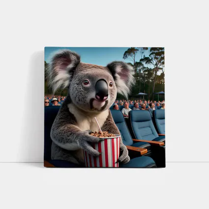 Koala Eating Popcorn at Outdoor Cinema