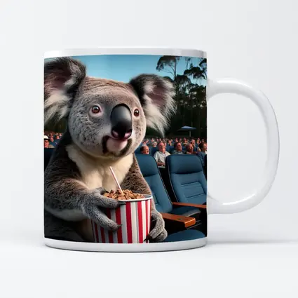 Koala Eating Popcorn at Outdoor Cinema