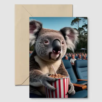 Koala Eating Popcorn at Outdoor Cinema