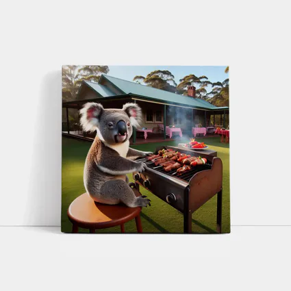 Koala Grilling BBQ Australian Backyard Scene