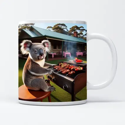 Koala Grilling BBQ Australian Backyard Scene
