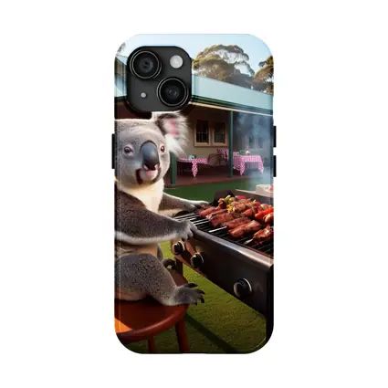 Koala Grilling BBQ Australian Backyard Scene