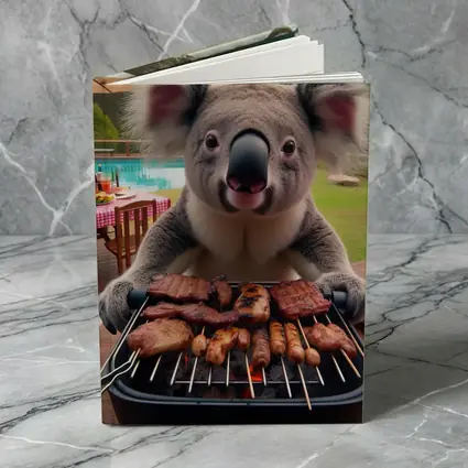Koala Grilling Meat at Backyard BBQ