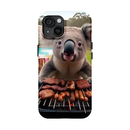 Koala Grilling Meat at Backyard BBQ