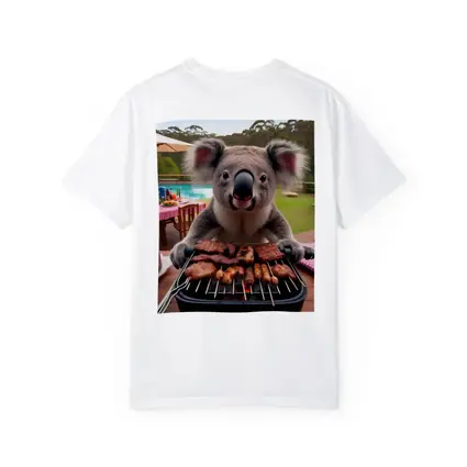 Koala Grilling Meat at Backyard BBQ
