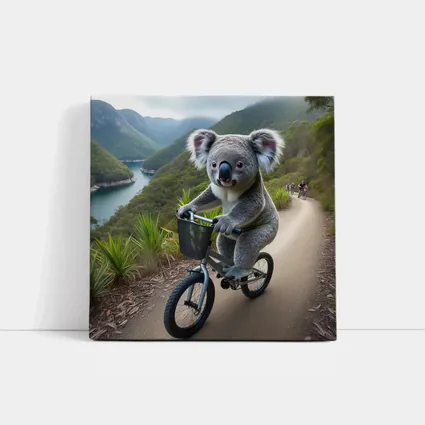 Koala Riding Bicycle On Mountain Trail
