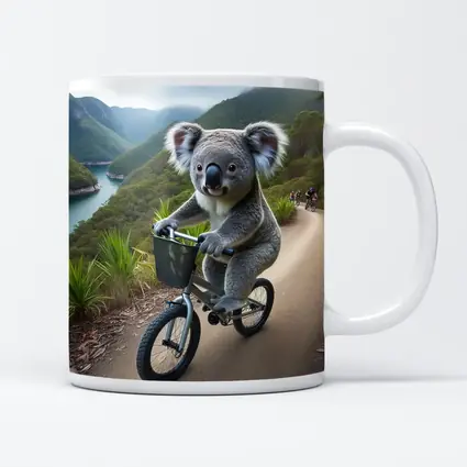 Koala Riding Bicycle On Mountain Trail