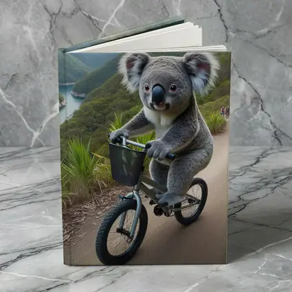 Koala Riding Bicycle On Mountain Trail