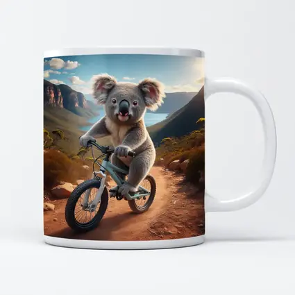 Koala Riding Bike Australian Mountain Trail