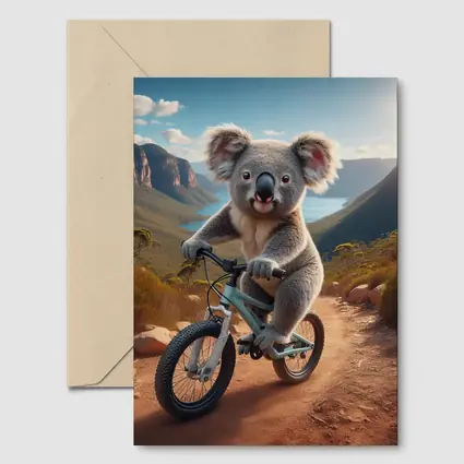 Koala Riding Bike Australian Mountain Trail