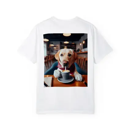 Labrador Retriever Drinking Coffee In Cafe