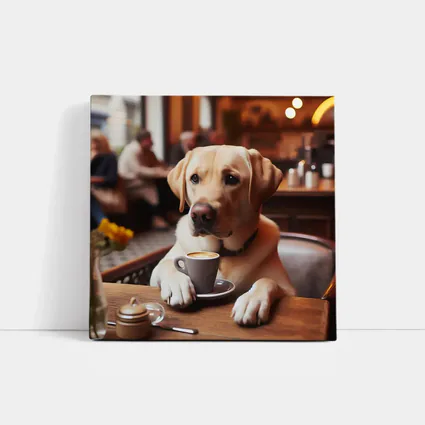 Labrador Retriever Dog Coffee Cafe Scene