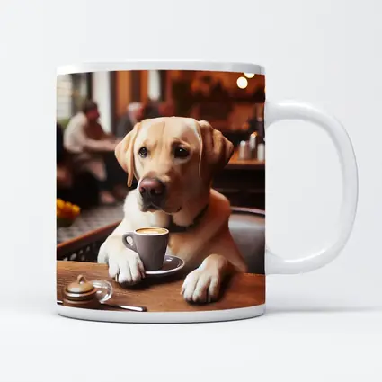 Labrador Retriever Dog Coffee Cafe Scene