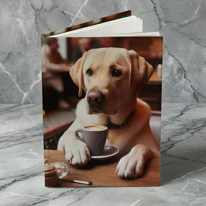 Labrador Retriever Dog Coffee Cafe Scene