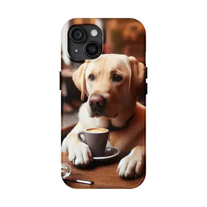Labrador Retriever Dog Coffee Cafe Scene