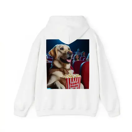Labrador Retriever Watching Movie With Popcorn