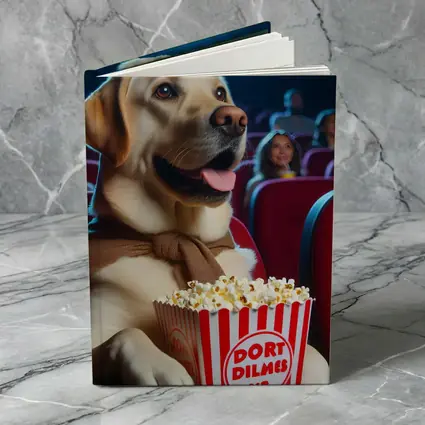 Labrador Retriever Watching Movie With Popcorn