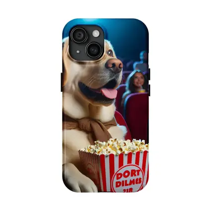Labrador Retriever Watching Movie With Popcorn
