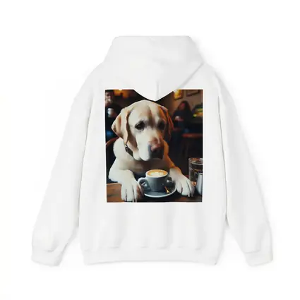 Yellow Labrador Retriever Sitting Cafe Coffee
