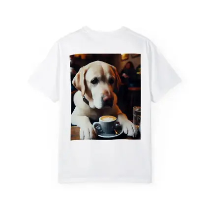 Yellow Labrador Retriever Sitting Cafe Coffee
