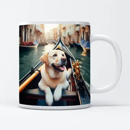 Labrador Retriever Riding Gondola Venice Canal