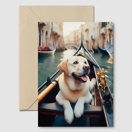 Labrador Retriever Riding Gondola Venice Canal