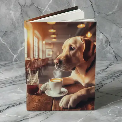 Labrador Retriever Sitting in Cozy Cafe
