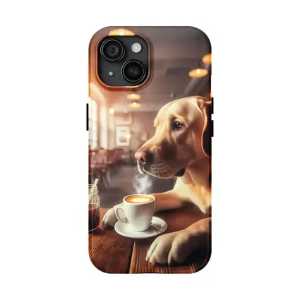 Labrador Retriever Sitting in Cozy Cafe