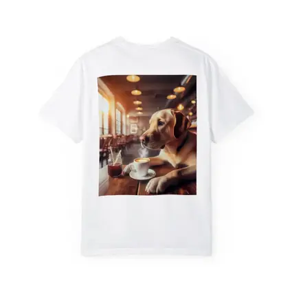 Labrador Retriever Sitting in Cozy Cafe