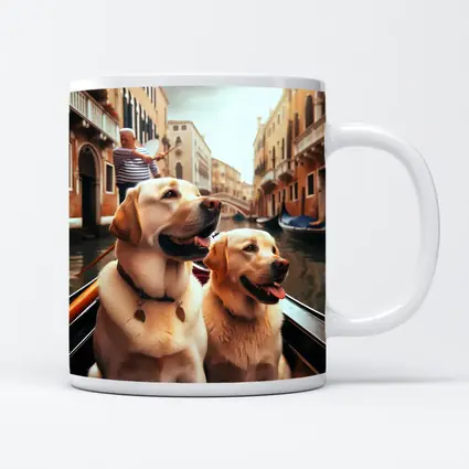 Labrador Retrievers Riding Gondola Venice Canal