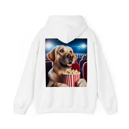 Labrador Retriever Watching Movie With Popcorn