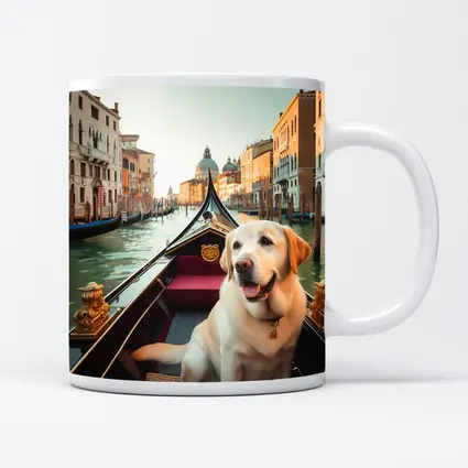 Labrador Retriever Riding Gondola Venice Canal