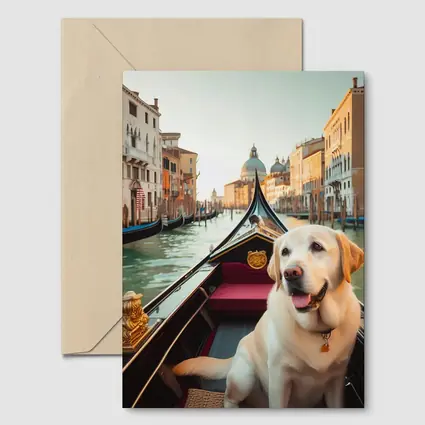 Labrador Retriever Riding Gondola Venice Canal
