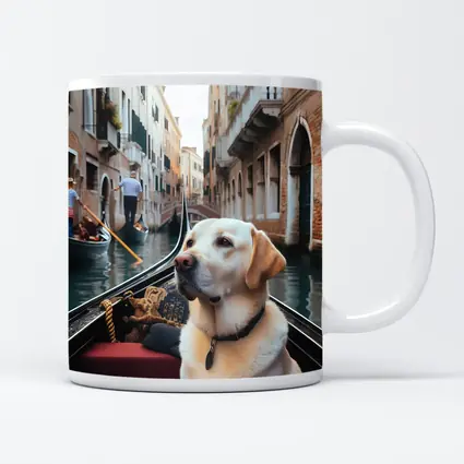 Labrador Retriever Riding Gondola Venice Canal