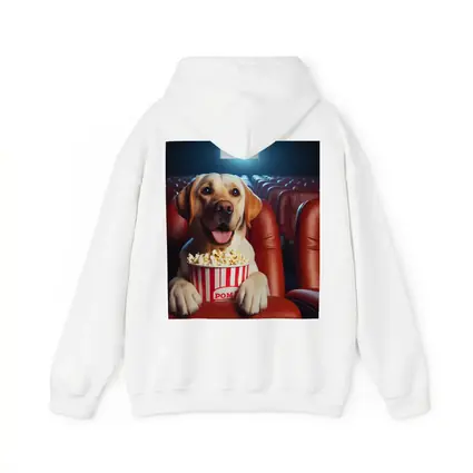 Labrador Retriever Watching Movie With Popcorn