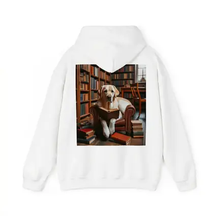 Labrador Retriever Reading Book In Library