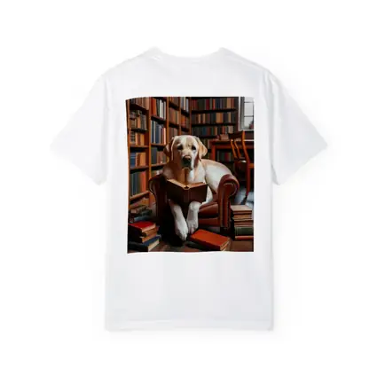 Labrador Retriever Reading Book In Library