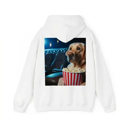 Labrador Retriever Watching Movie With Popcorn