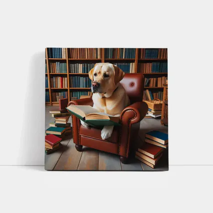 Labrador Retriever Reading Book Library Armchair