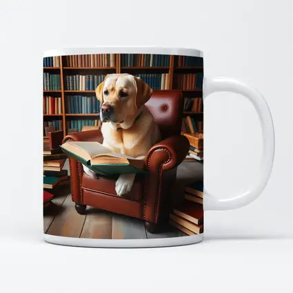 Labrador Retriever Reading Book Library Armchair