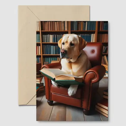 Labrador Retriever Reading Book Library Armchair