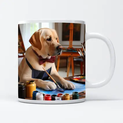 Labrador Retriever Artist Painting in Studio
