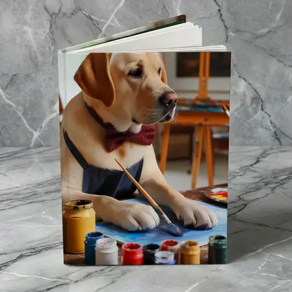 Labrador Retriever Artist Painting in Studio