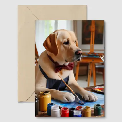 Labrador Retriever Artist Painting in Studio