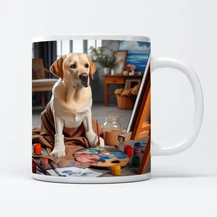 Labrador Retriever Artist Painting Studio Scene