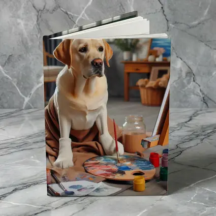 Labrador Retriever Artist Painting Studio Scene