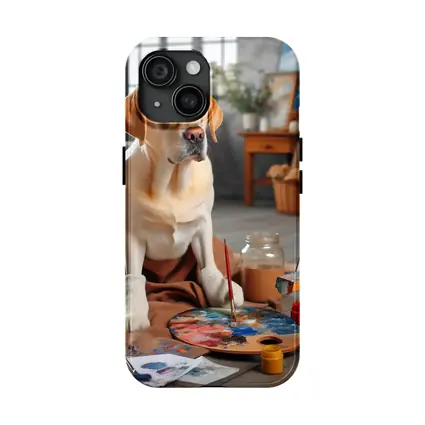 Labrador Retriever Artist Painting Studio Scene