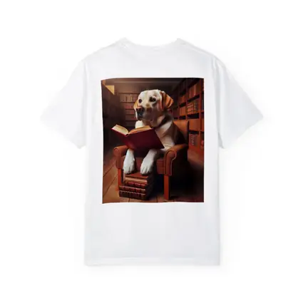 Labrador Retriever Reading Book In Library