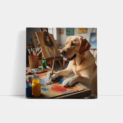 Labrador Retriever Painting in Art Studio