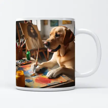 Labrador Retriever Painting in Art Studio